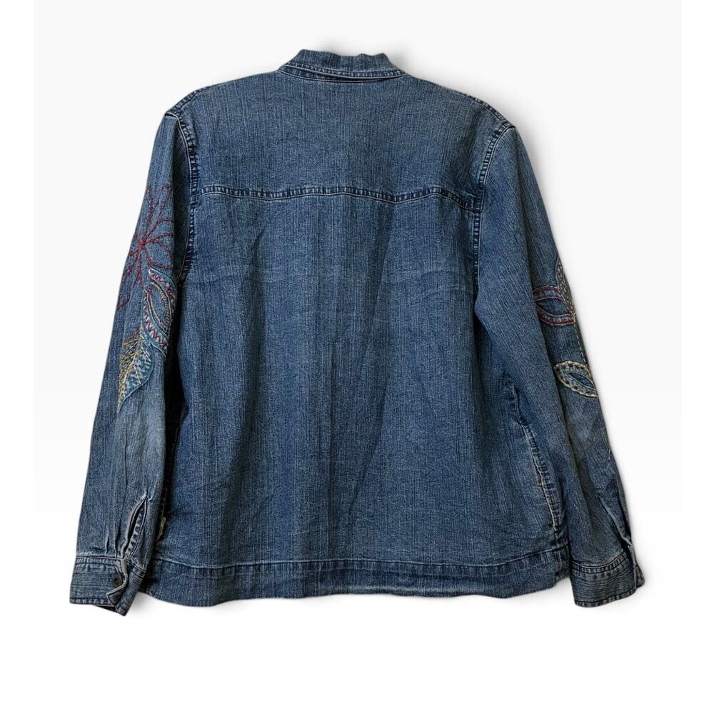 Vintage Alfred Dunner Embroidered Floral Denim Jacket Boho Y2K 12P Petite - Picture 5 of 8